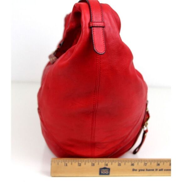 ROOMY HYPE RED GENUINE LEATHER STUDDED HOBO TOTE SHOULDER BAG HANDBAG PURSE - Picture 11 of 13